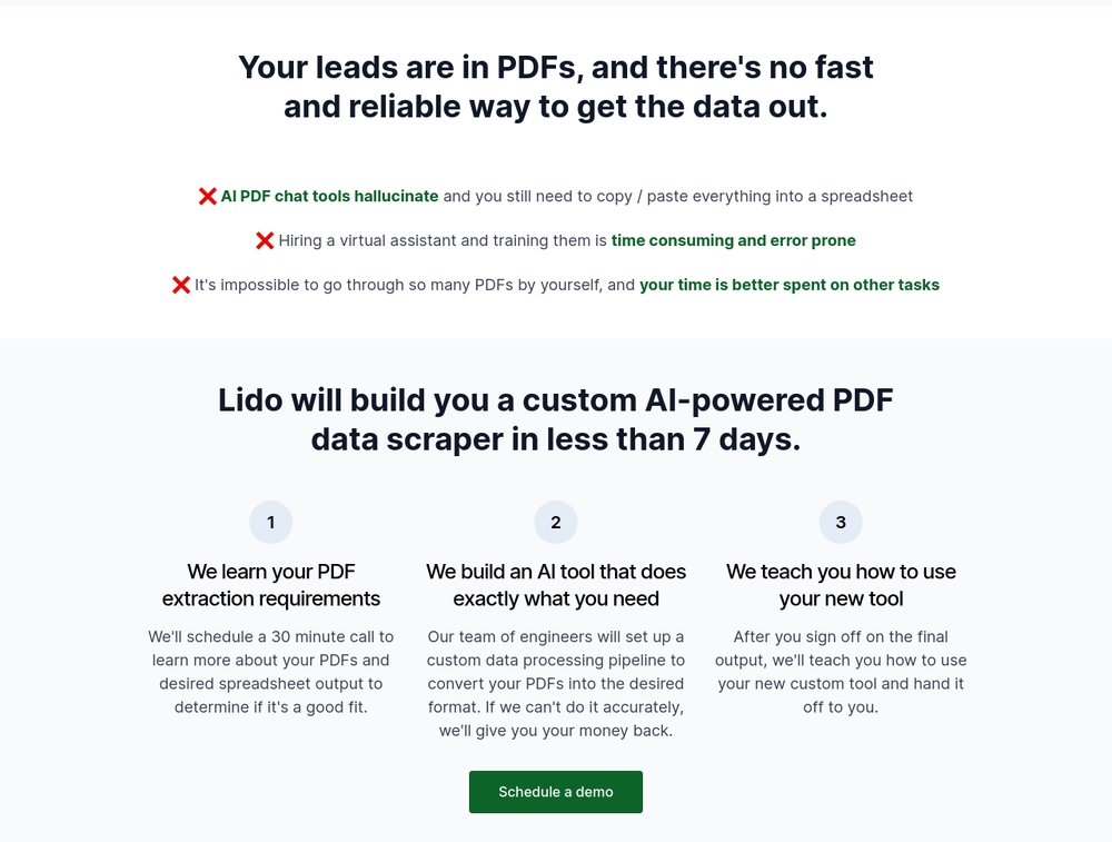 Lido PDF Data Extraction